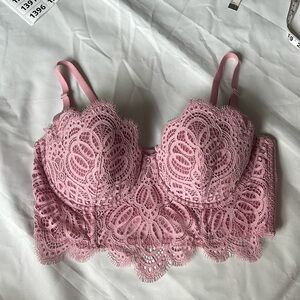 1380- VS dream angels lined multiway bustier pink lace bra- 38C